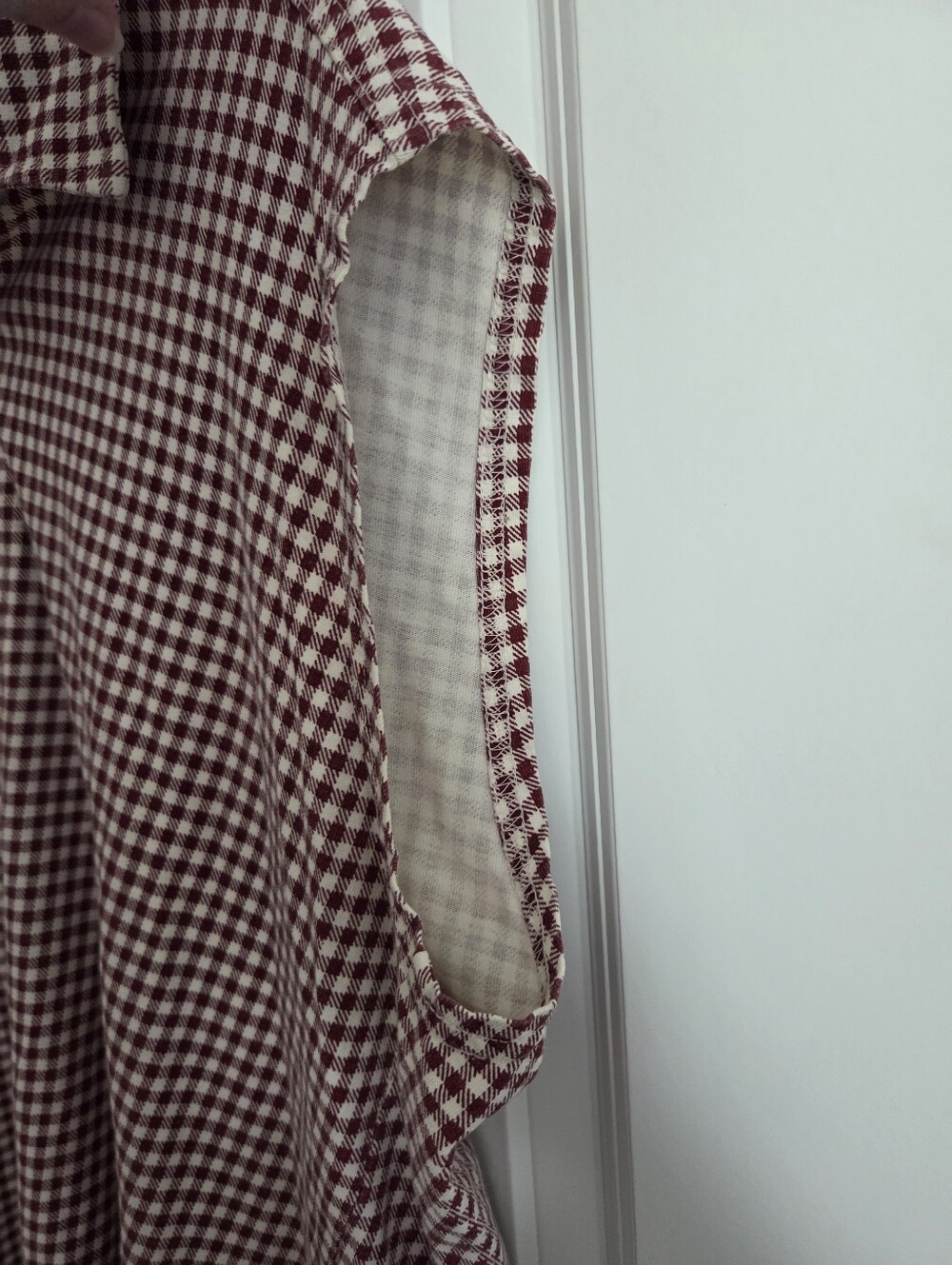 Vintage Burgundy Gingham Sleeveless Shirt - Picture 12 of 16
